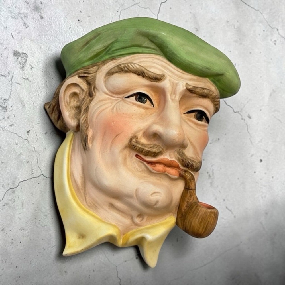 Vintage Geo. Z. Lefton Ceramic Fisherman with Pipe Wall Hanging XU541, 1960s